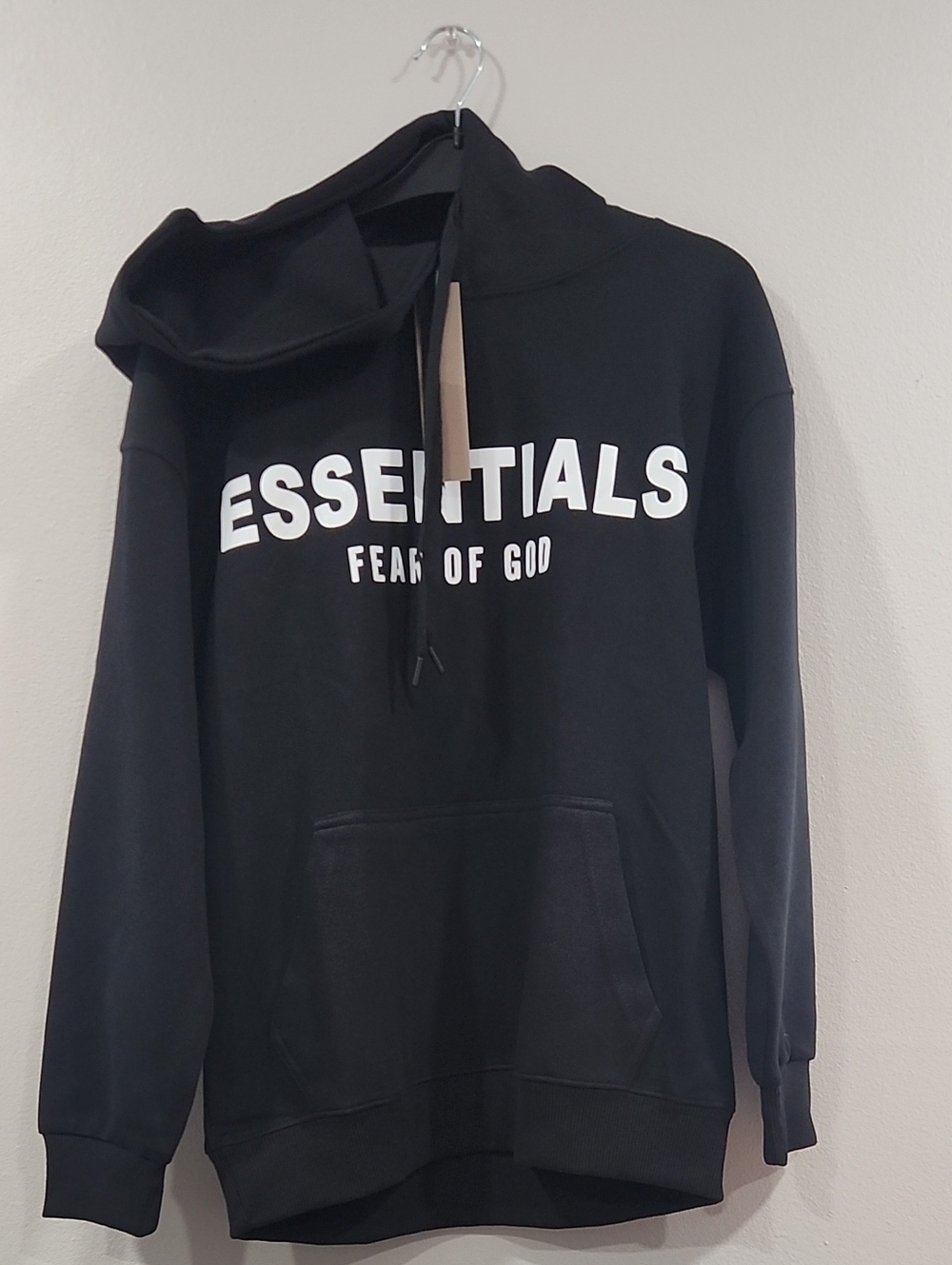 Essentials Fear of God Black Logo Hoodie